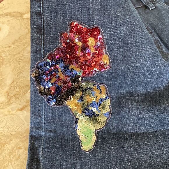 Anthropologie Pilcro & The Letterpress Slim Boyfriend Jeans Sequin Applique - Picture 9 of 16